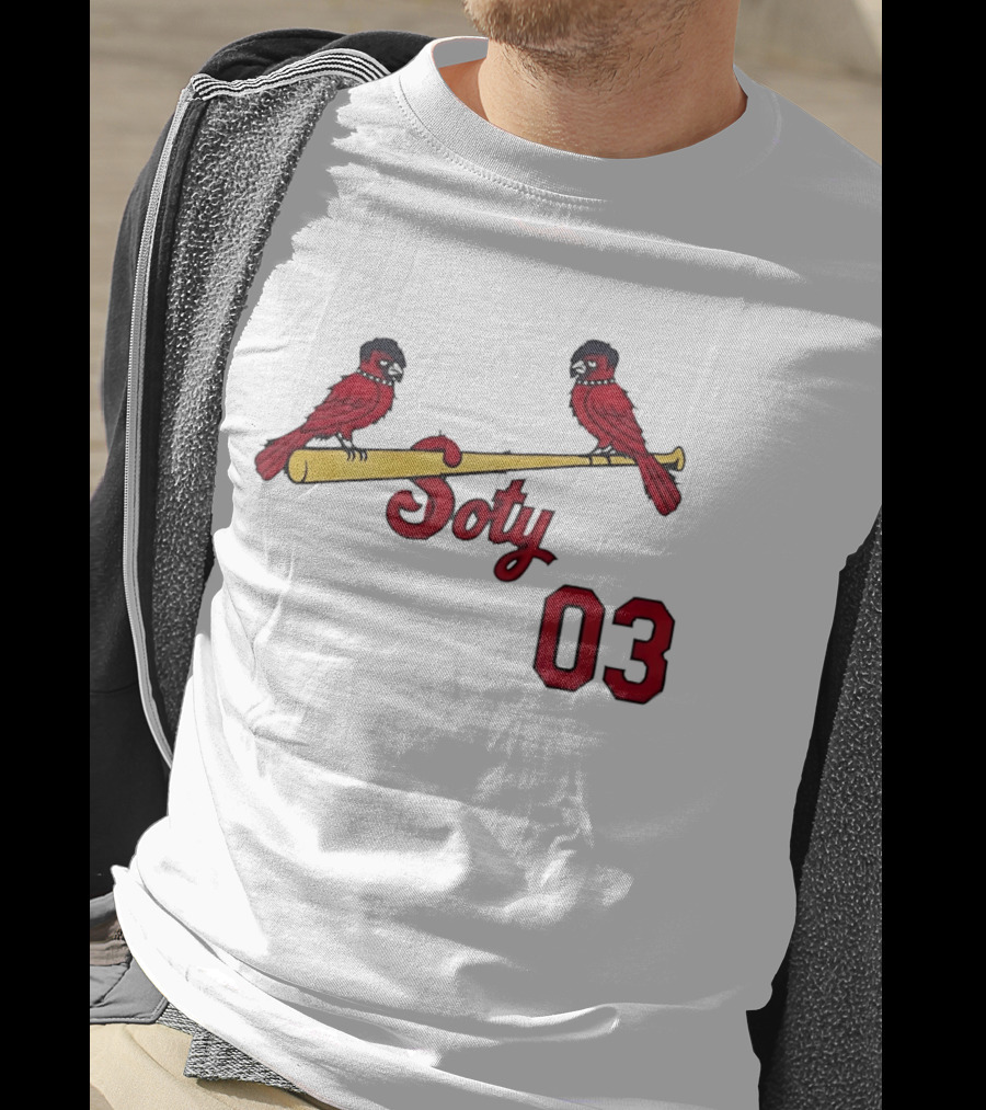 Soty 03 St Louis Cardinals Cartoon Emo Birds On Baseball Bat T-Shirt