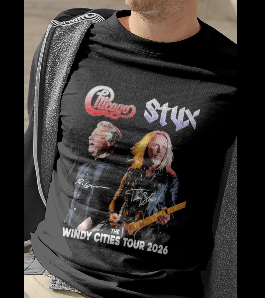 Chicago Styx The Windy Cities Tour 2026 Rock Concert T-Shirt
