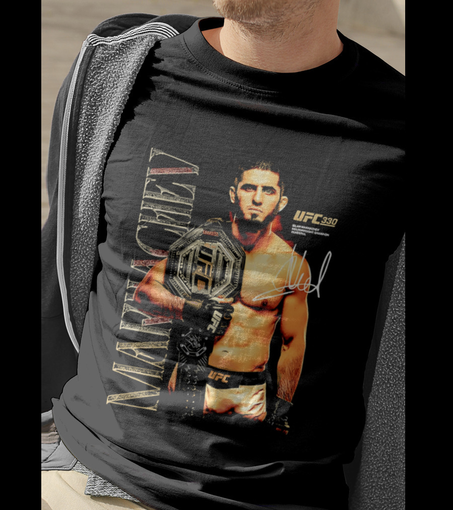 Islam Makhachev UFC Champion Signature Autograph Belt T-Shirt