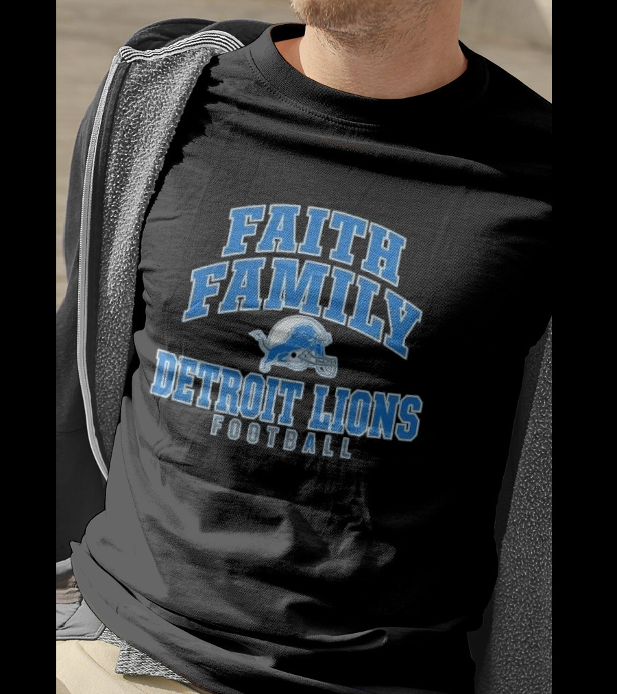 Faith Family Detroit Lions Football Helmet Silver Arc T-Shirt
