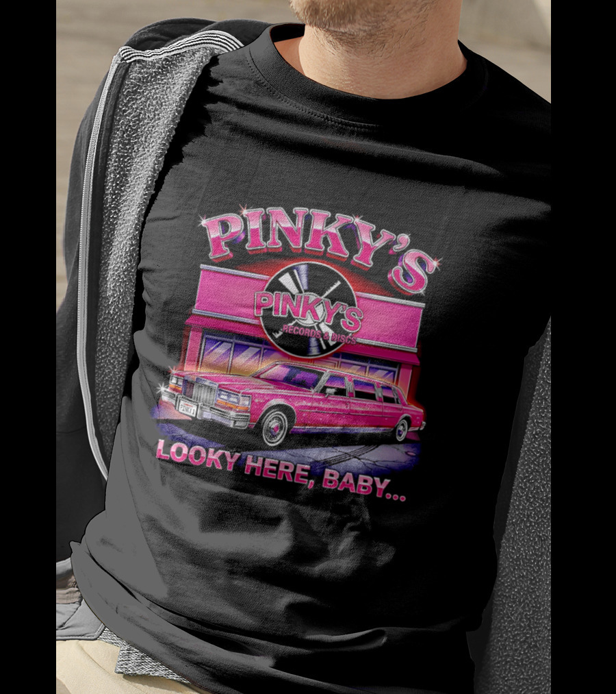 Pinky's Records And Discs Pink Limousine Looky Here Baby T-Shirt