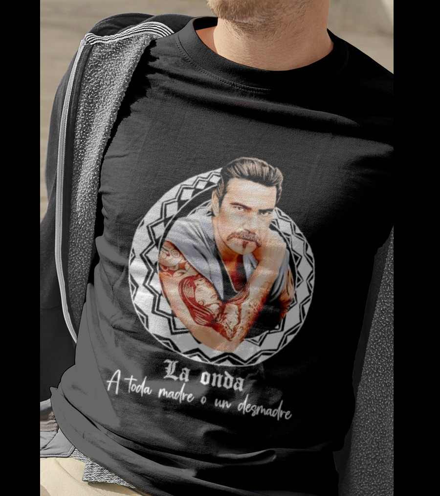 La Onda A Toda Madre O Un Desmadre Tattooed Man Mustache Geometric T-Shirt
