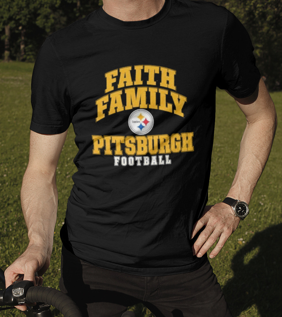 Pittsburgh Steelers Faith Family Football Team Yellow Arched T-Shirt