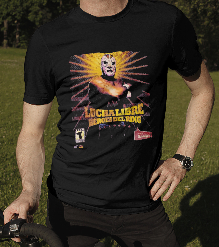 Lucha Libre Héroes Del Ring Masked Wrestler Starburst T-Shirt