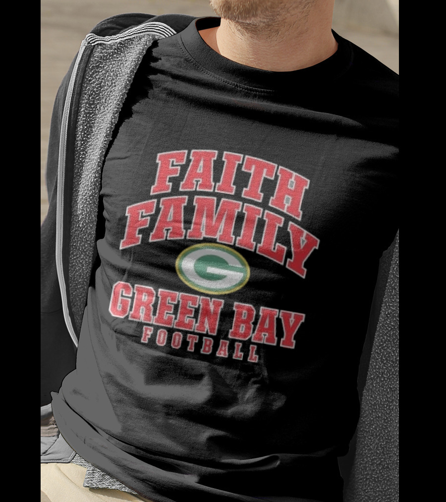 Faith Family Green Bay Football Oval G Distressed T-Shirt