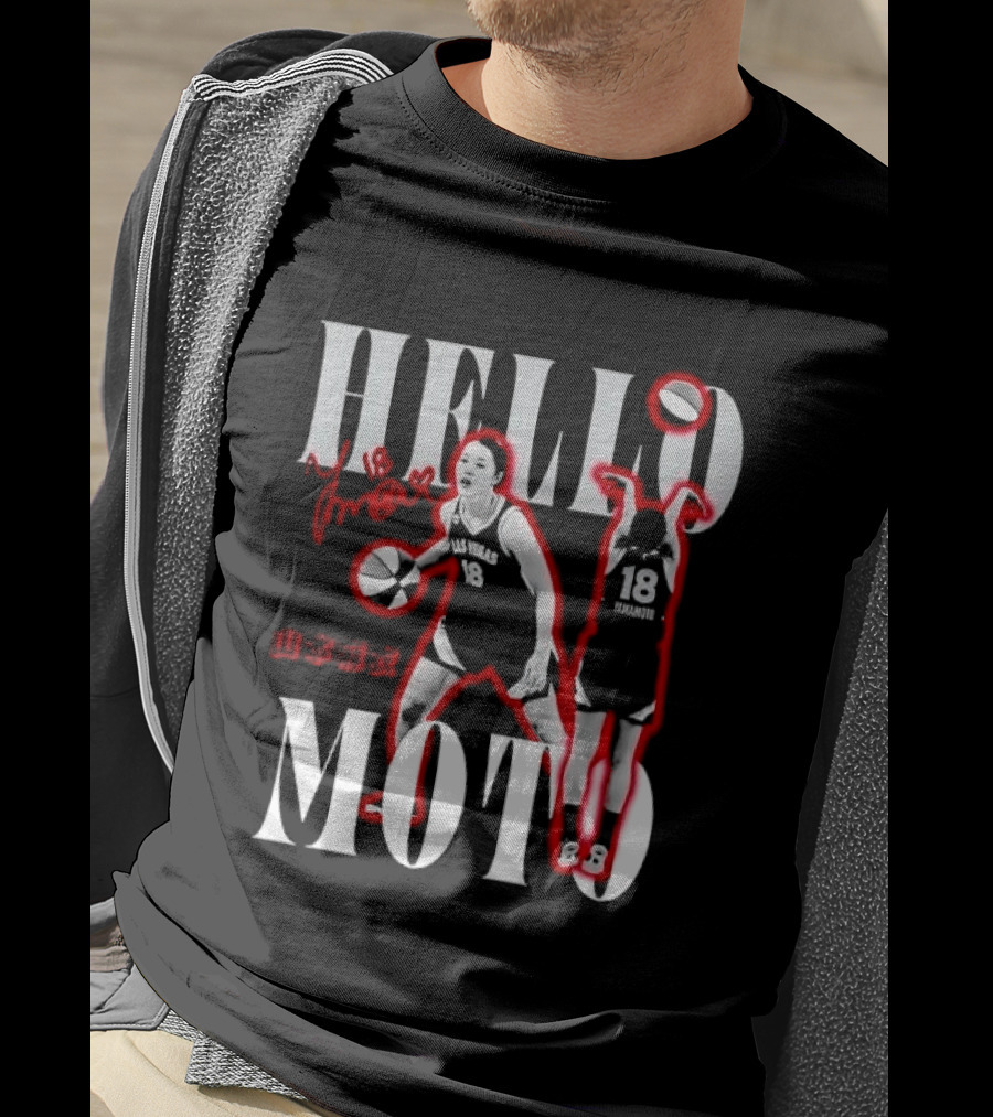 Hello Moto Mai Yamamoto Basketball 18 Red Glow Dribbling Shooting T-Shirt