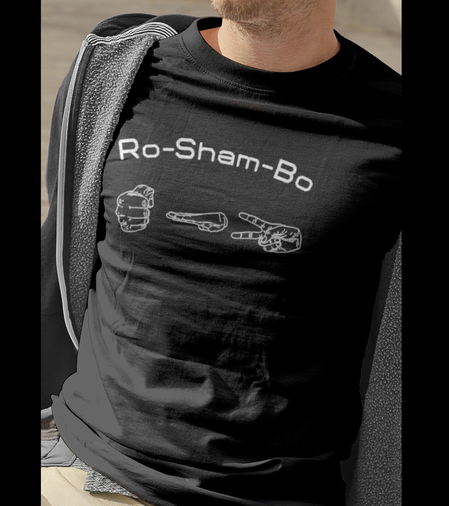 Ro Sham Bo Rock Paper Scissors Gesture Hands Line Sketch T-Shirt