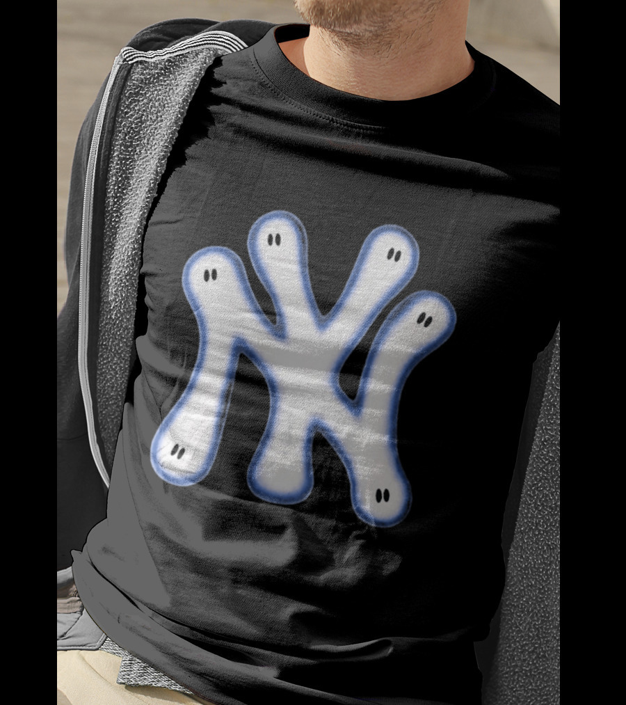 NY Yankees Wash Ghost Airbrush Logo Ghostly NY Yankees T-Shirt