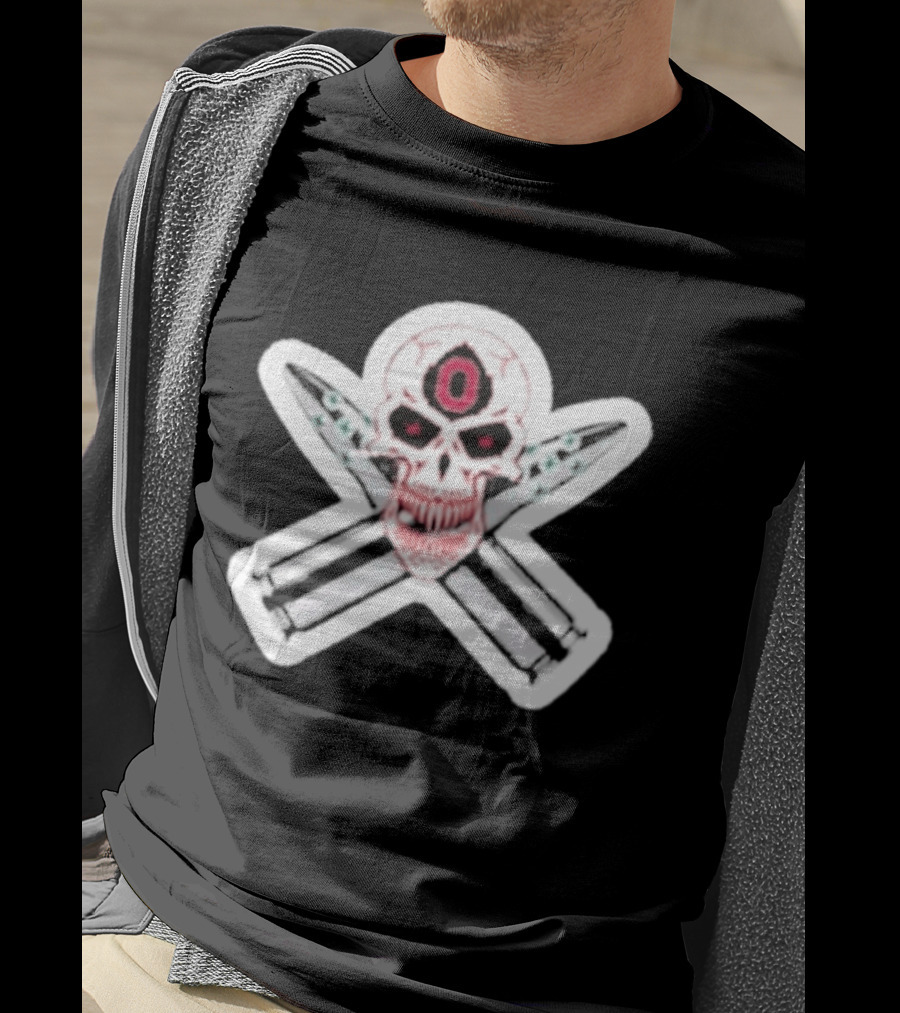 Ohio State Buckeyes Skull With Crossed Silver Bullets T-Shirt
