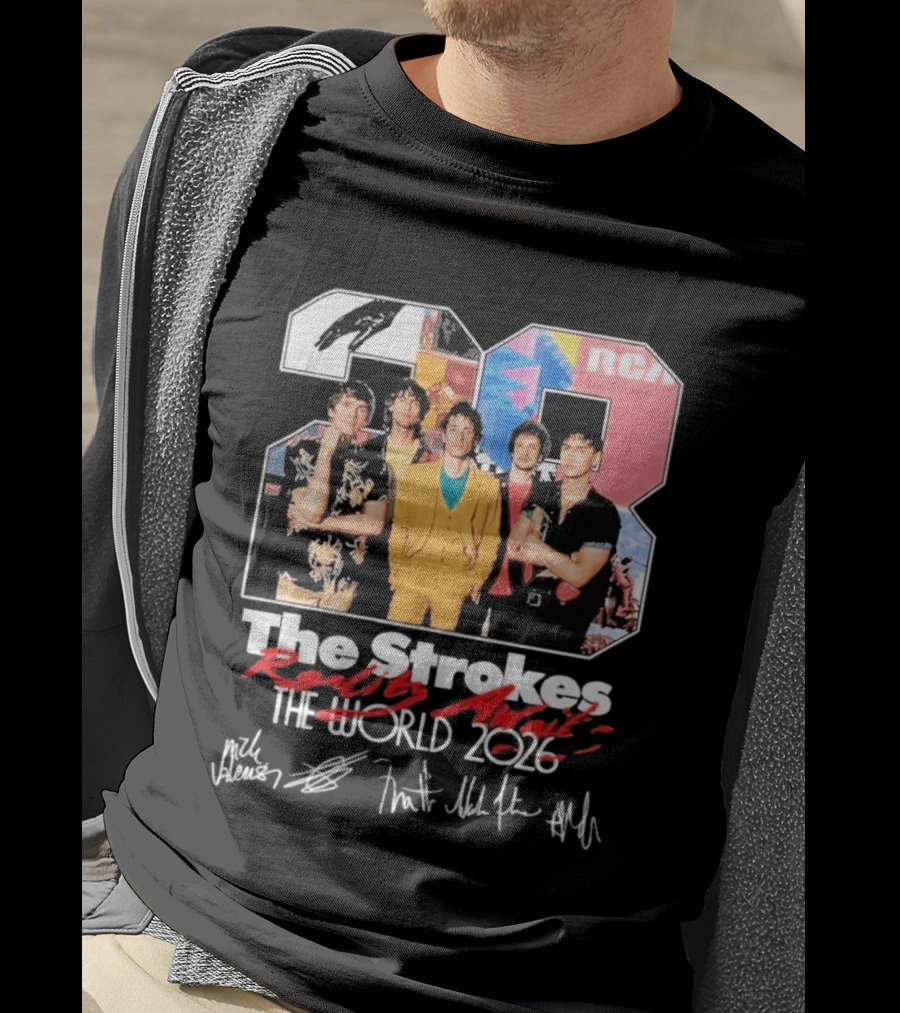 The Strokes Reality Awaits 2026 Tour RCA Vintage Band Signatures T-Shirt
