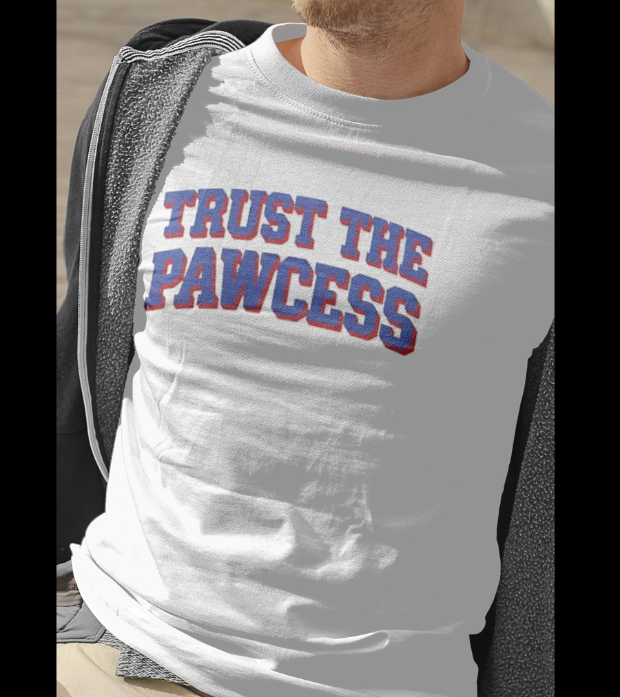 Trust The Pawcess Blue Red Arched 3D Wood Grain T-Shirt
