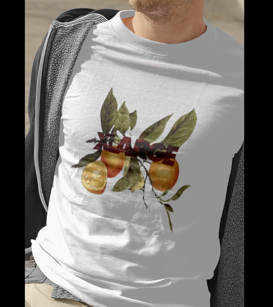 Xlarge Watercolor Oranges Citrus Branch Leaves Slice T-Shirt