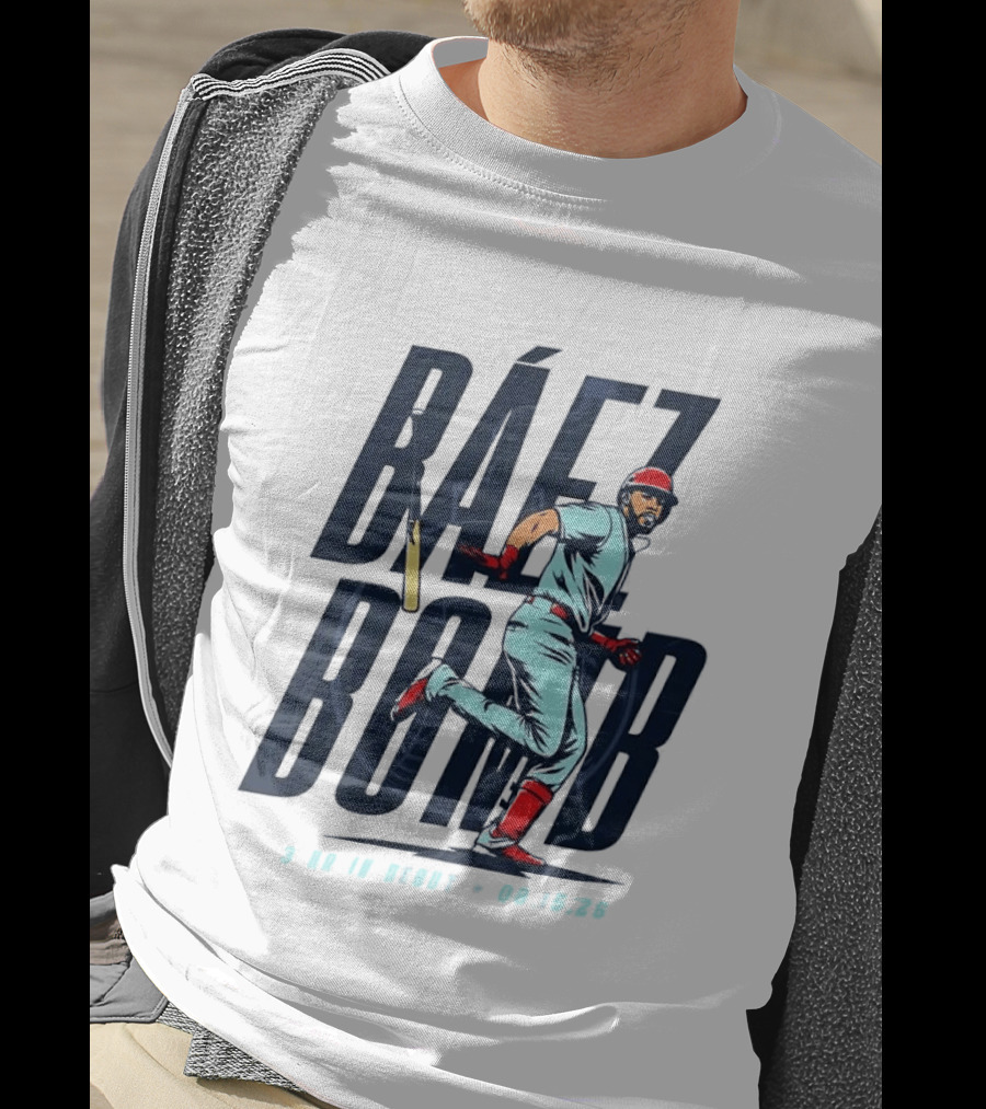 Báez Bomb 3 HR In Debut 08 15 26 Cartoon Baseball Player Running T-Shirt