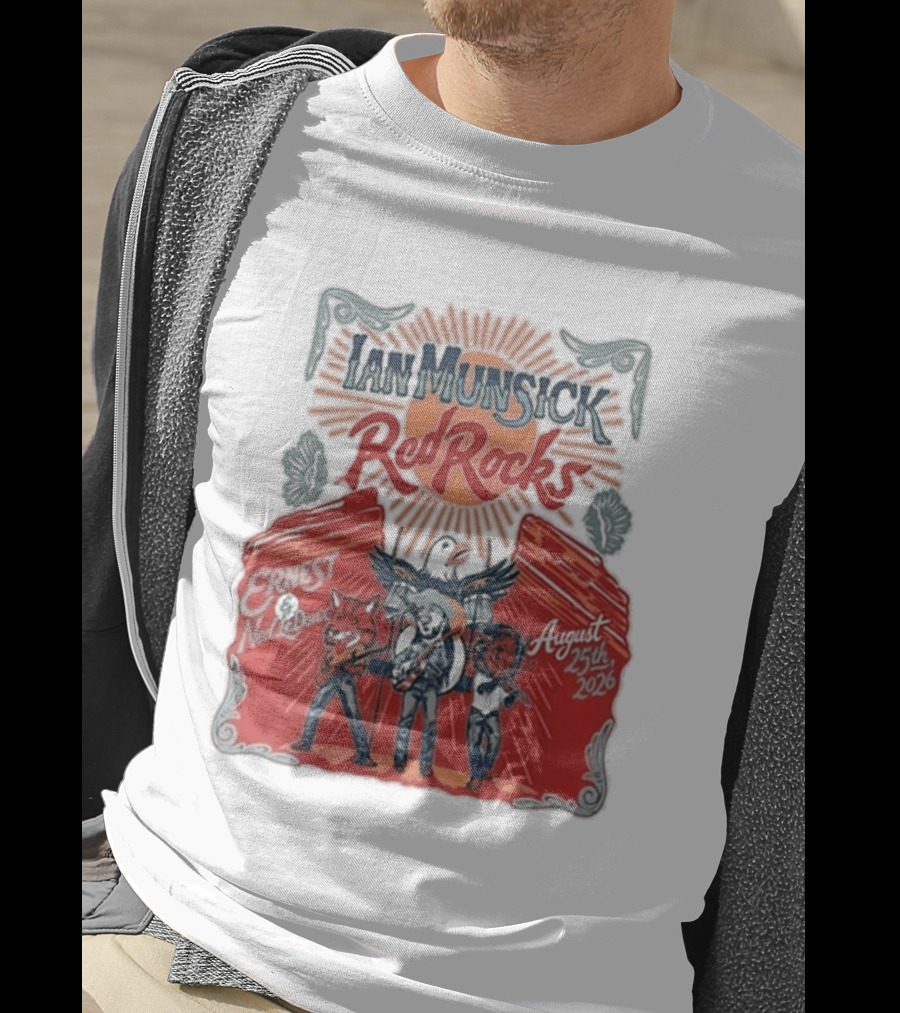 Ian Munsick Red Rocks Morrison CO 08 25 2026 Live Tour Featuring Ernest Neon Dreams T-Shirt