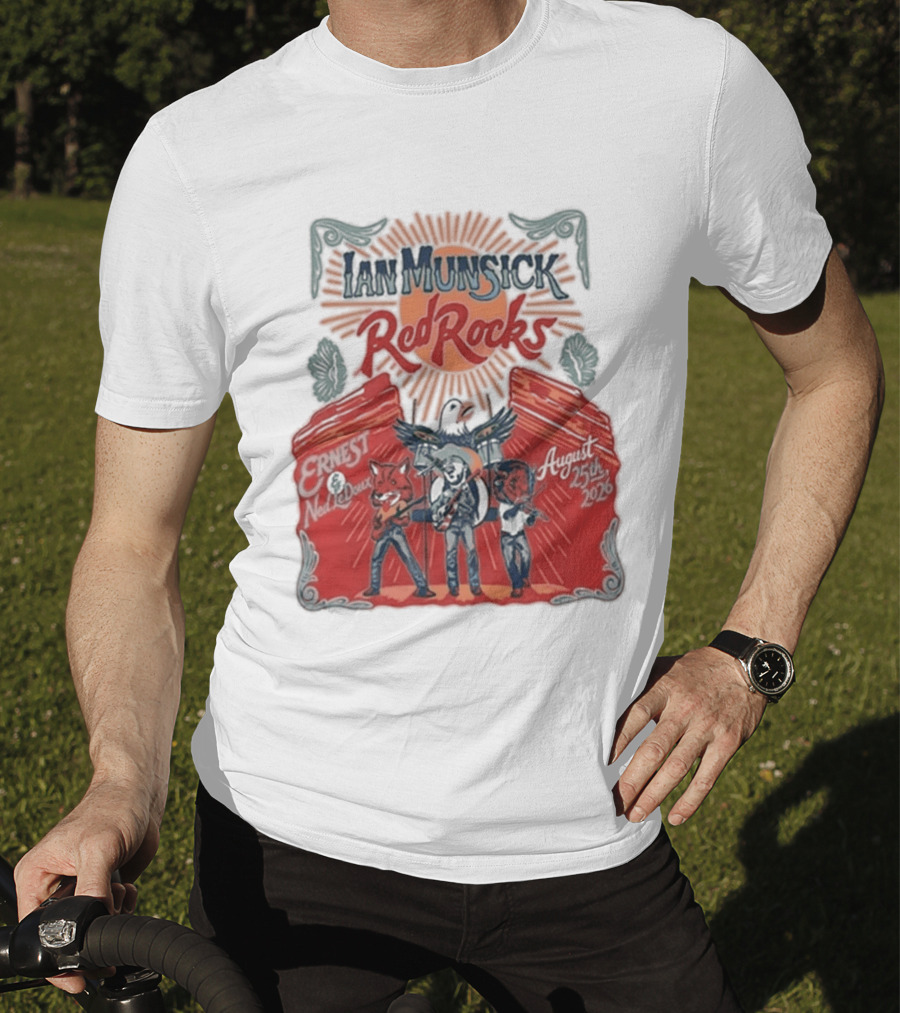 Ian Munsick Red Rocks Morrison CO 08 25 2026 Live Tour Featuring Ernest Neon Dreams T-Shirt