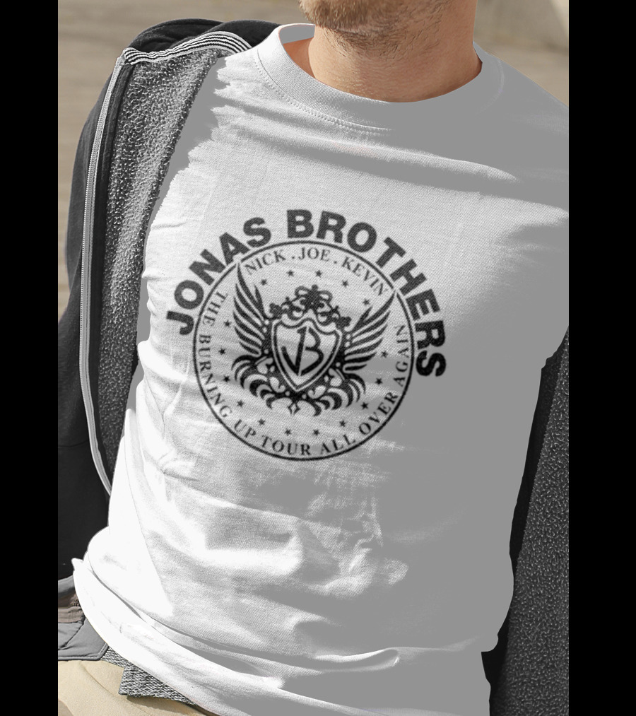 Jonas Brothers JB Crest Nick Joe Kevin Burning Up Tour All Over Again 2026 T-Shirt