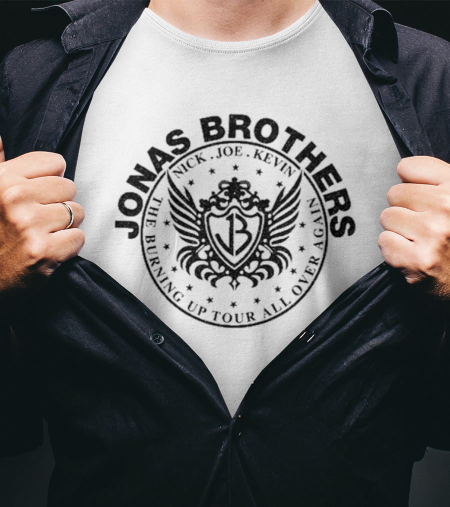 Jonas Brothers JB Crest Nick Joe Kevin Burning Up Tour All Over Again 2026 T-Shirt