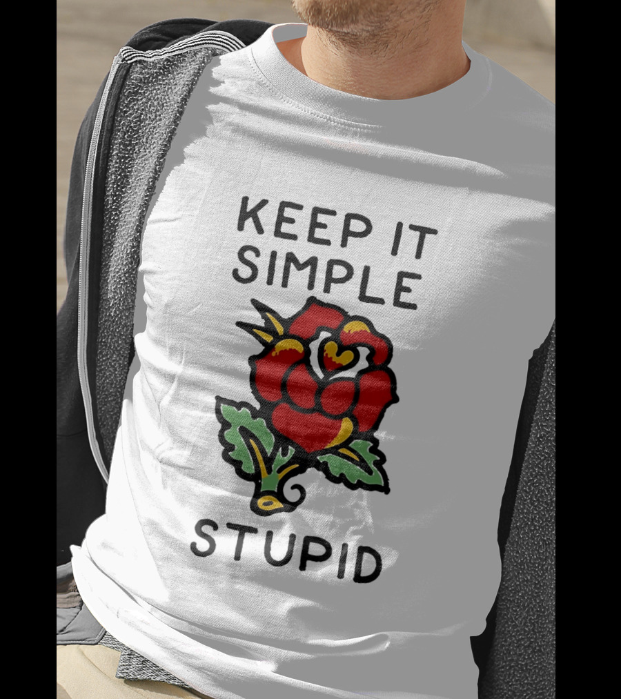 Keep It Simple Stupid Red Rose Kiss Minimalist T-Shirt