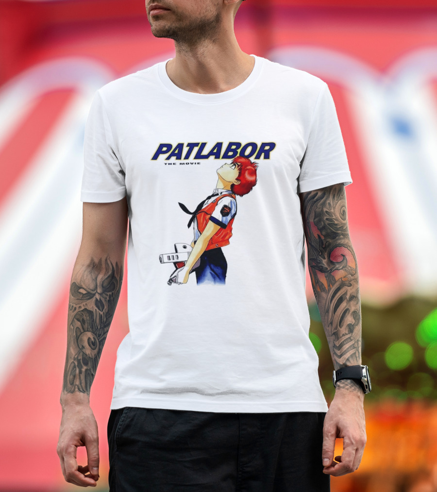 Patlabor The Movie Anime Girl Holding Helmet Looking Up T-Shirt