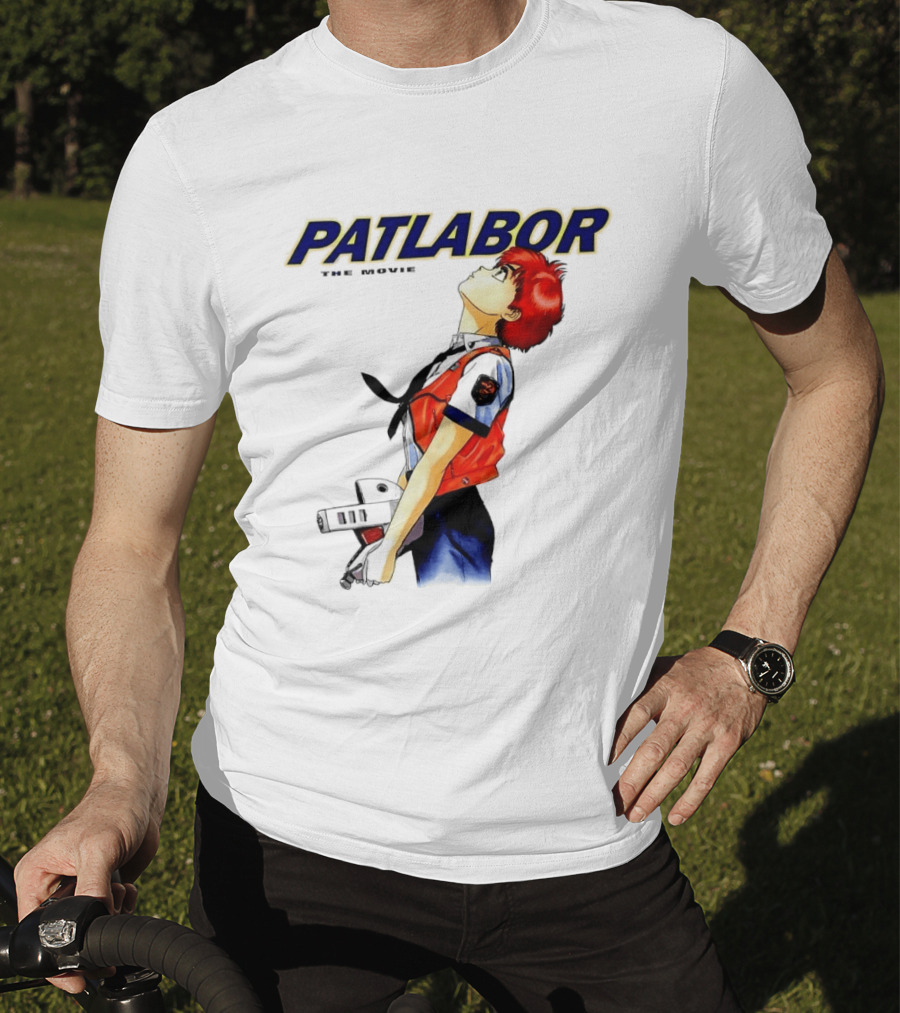 Patlabor The Movie Anime Girl Holding Helmet Looking Up T-Shirt