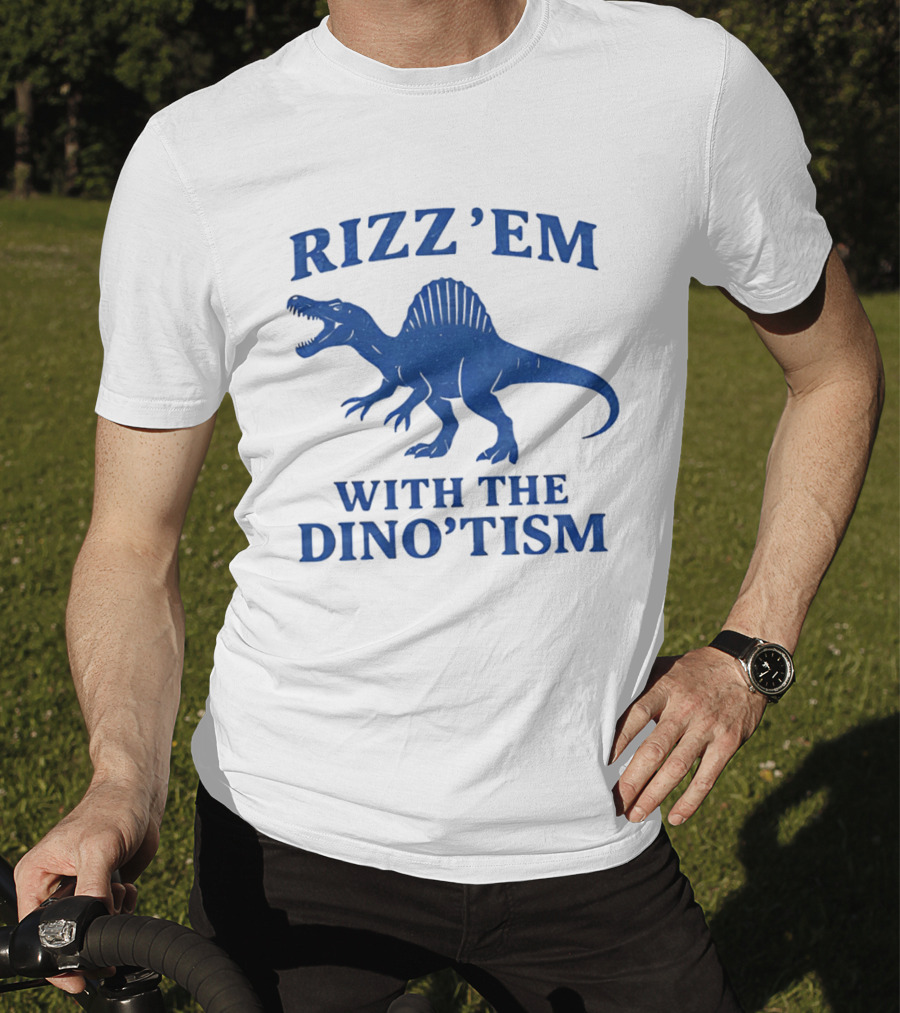 Rizz'em With The Dino'tism Spinosaurus Roaring Blue T-Shirt
