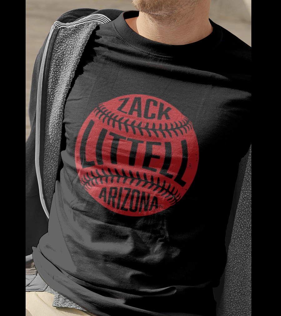 Zack Littell Arizona Distressed Red Baseball Seams T-Shirt
