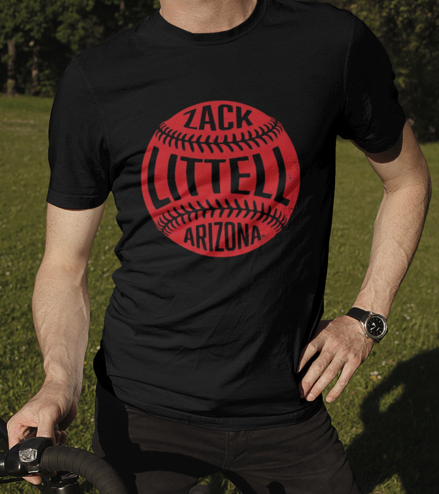 Zack Littell Arizona Distressed Red Baseball Seams T-Shirt