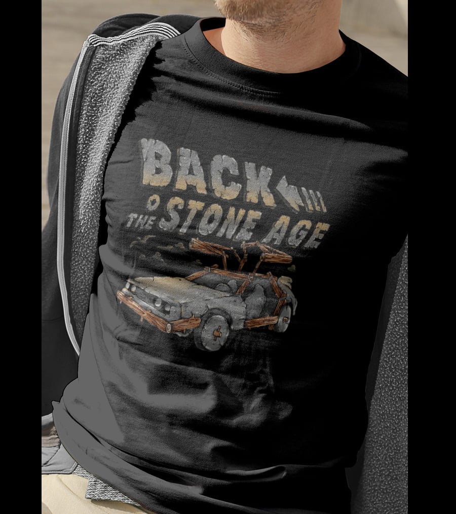Back To The Stone Age Car Stone Age Style Time Travel Caveman T-Shirt