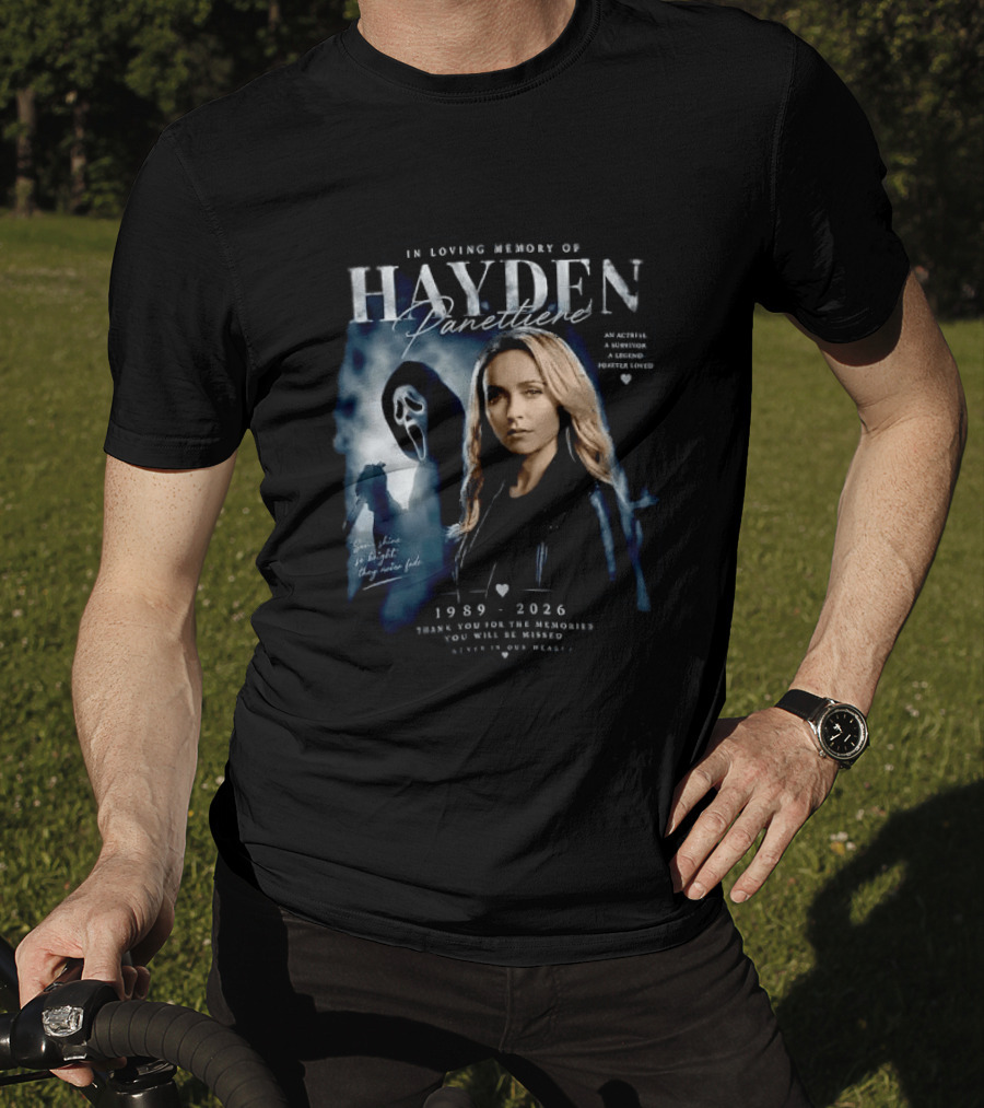 In Loving Memory Of Actress Hayden Panettiere 1989 2026 With Ghostface Shadow T-Shirt