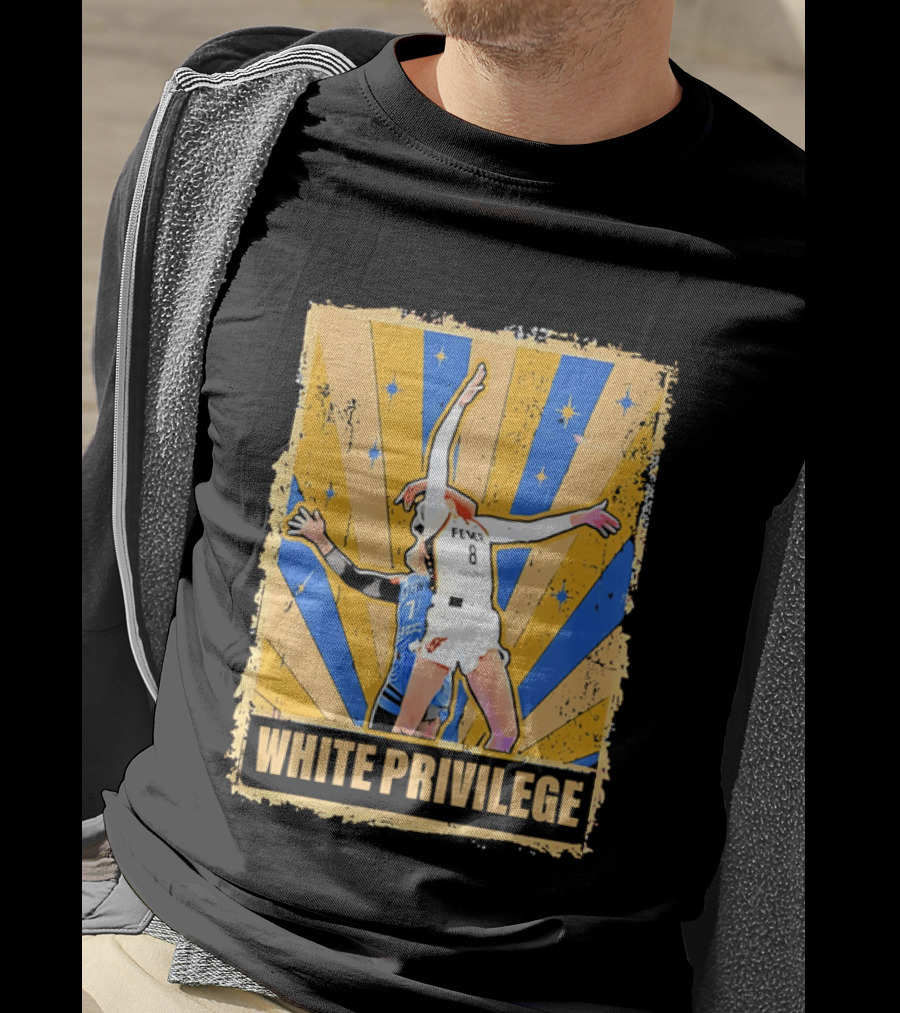 Indiana Fever WNBA White Privilege Basketball Players Foul Distressed Sunburst Stars T-Shirt