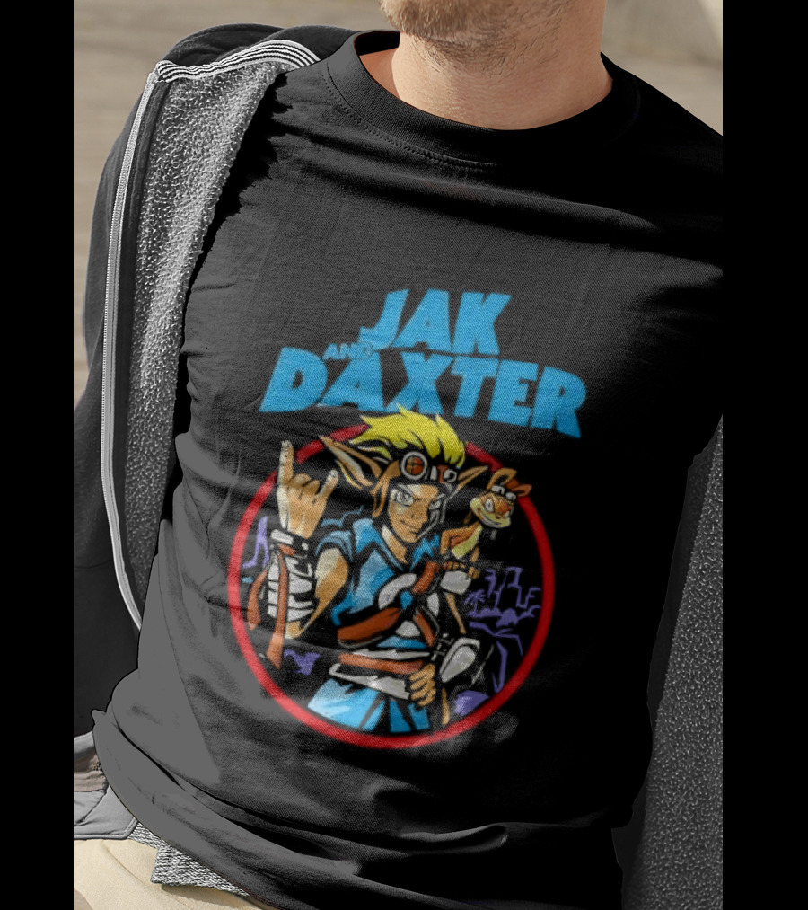 Jak And Daxter Cartoon Hero With Goggles In Red Circle T-Shirt