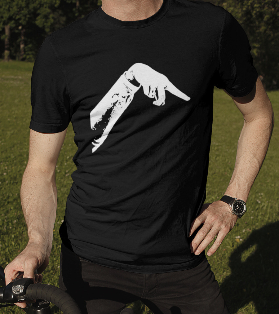 Monochrome Pointing Hand Sleeve Downward T-Shirt