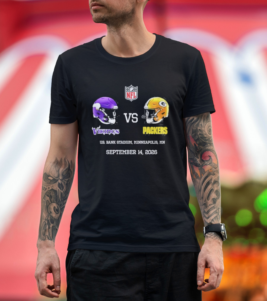 Green Bay Packers Vs Minnesota Vikings NFL U.S. Bank Stadium Minneapolis September 14 2026 T-Shirt