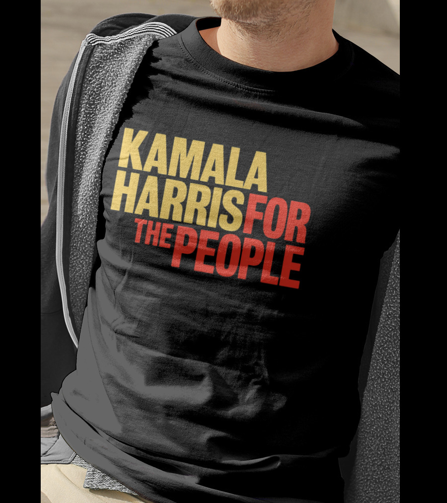 Kamala Harris For The People Text Classic Bold Yellow And Red T-Shirt