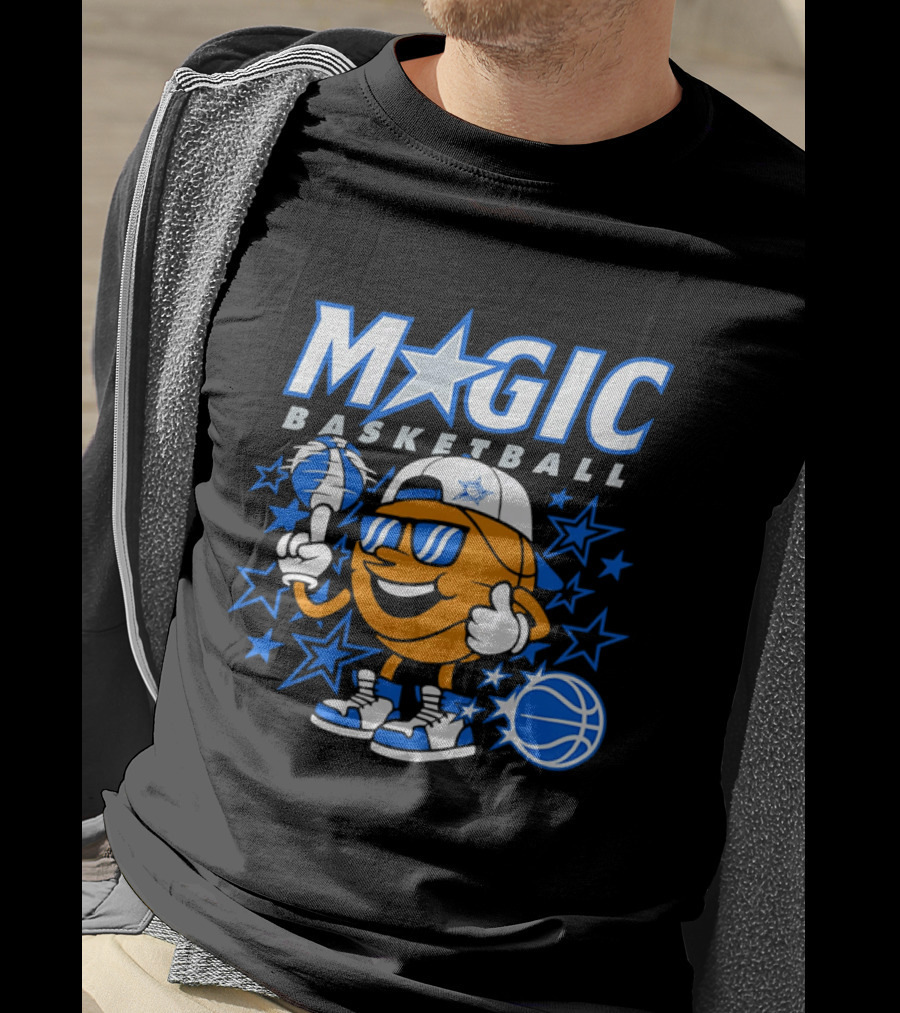 Magic Basketball Cartoon With Sunglasses And Stars T-Shirt