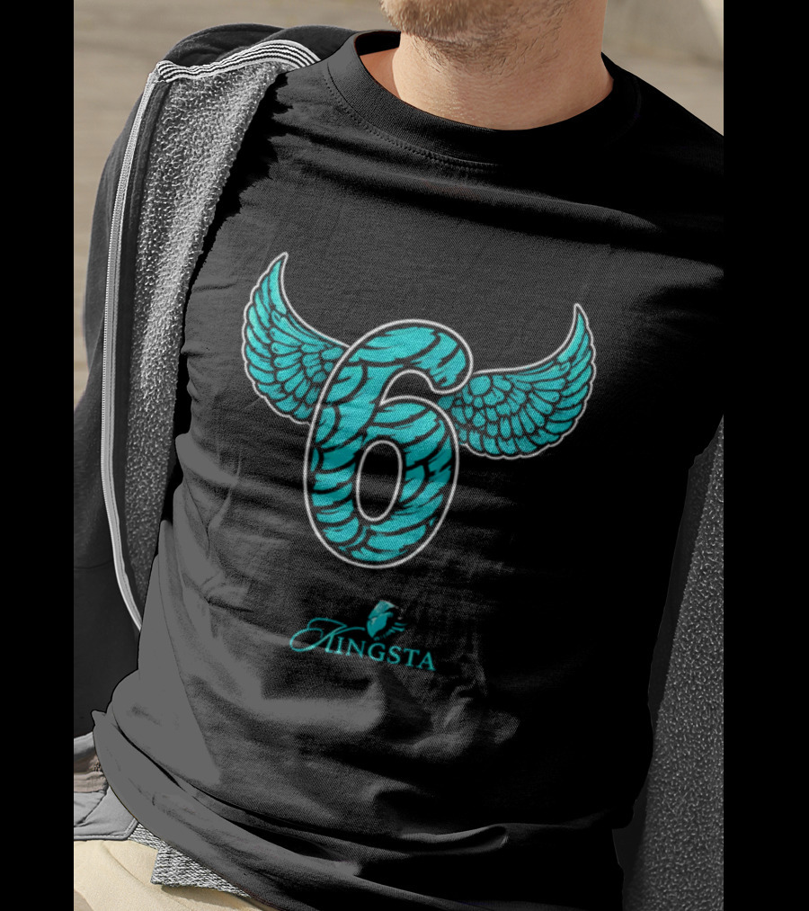 Kingsta Turquoise Feathered Wings Number 6 T-Shirt