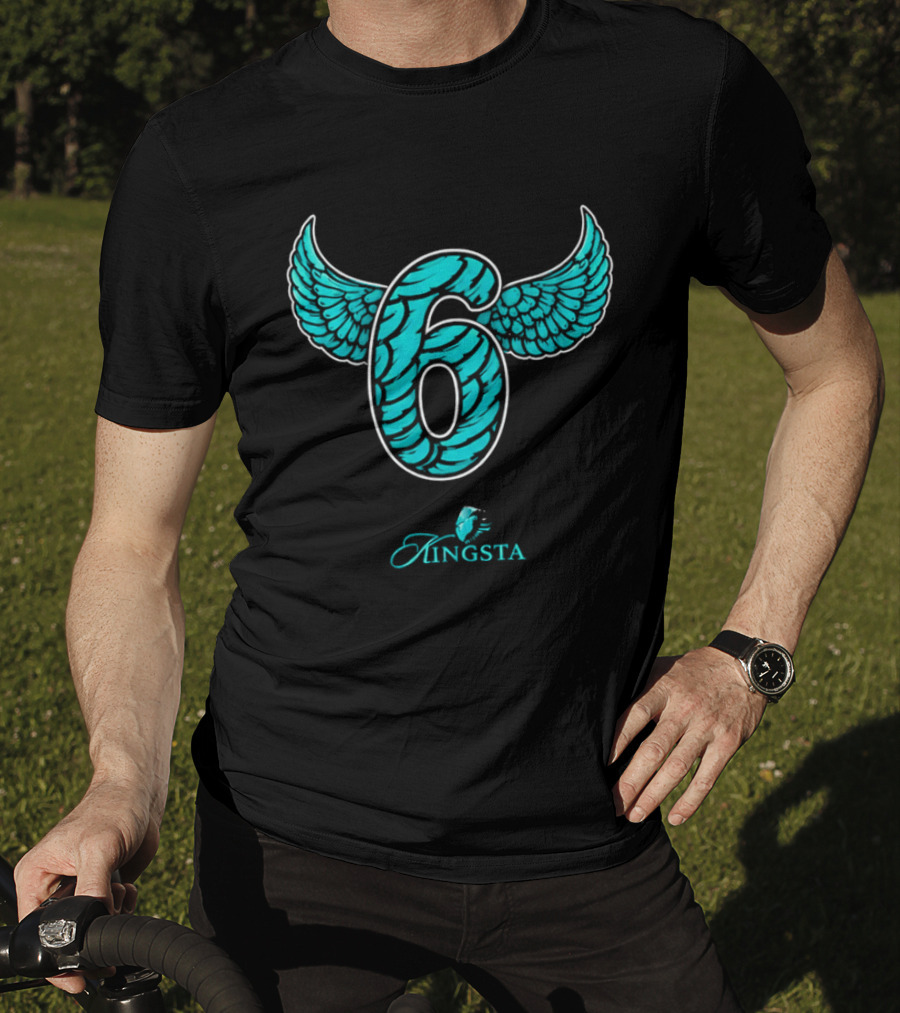 Kingsta Turquoise Feathered Wings Number 6 T-Shirt
