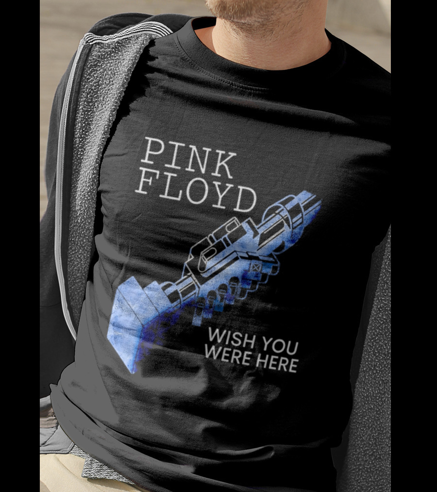Pink Floyd Wish You Were Here Blue Mechanical Robot Handshake T-Shirt