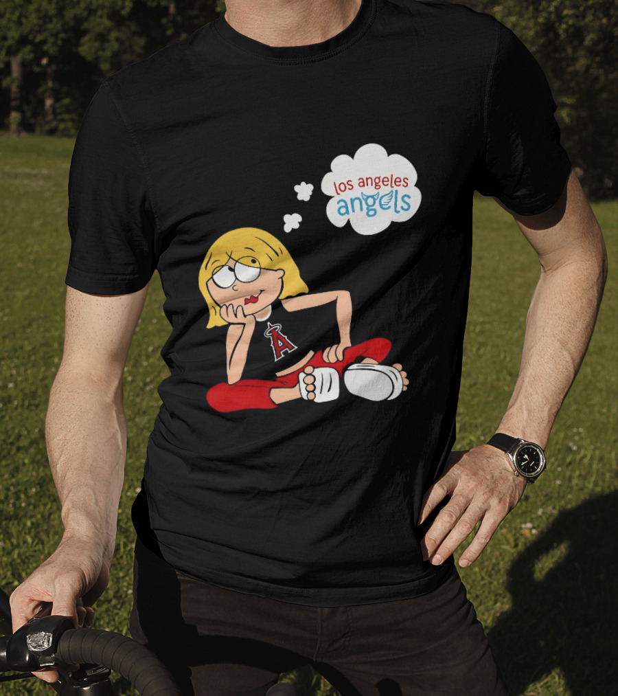 Los Angeles Angels MLB Blonde Girl Thought Bubble Sitting Pose T-Shirt