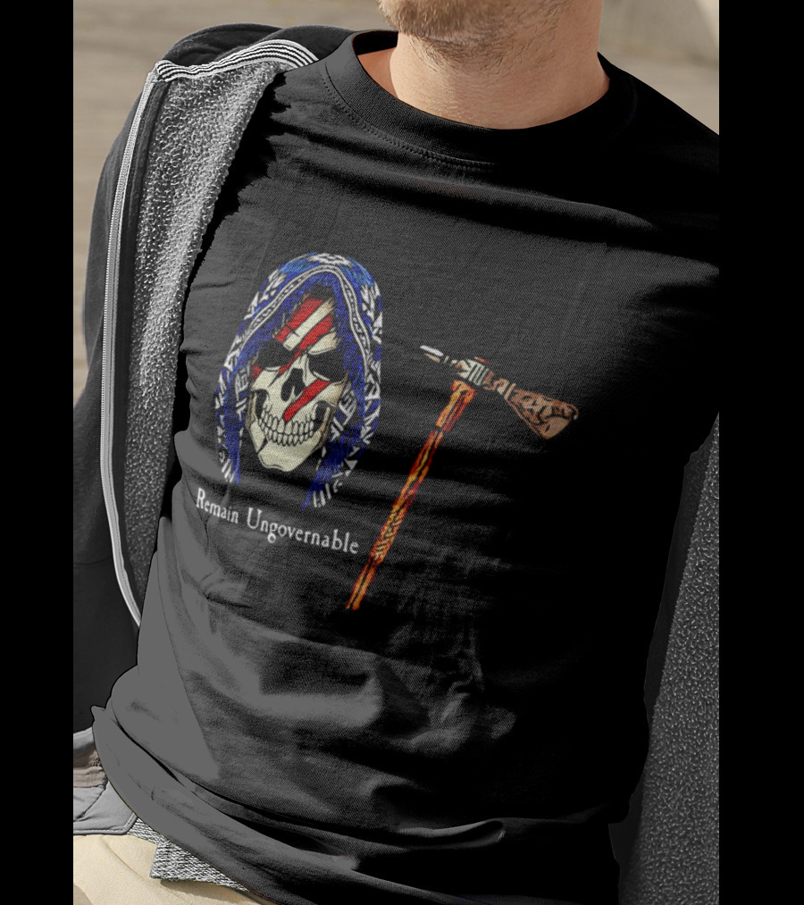 Remain Ungovernable Hooded Skull With Hammer Anti Authority T-Shirt