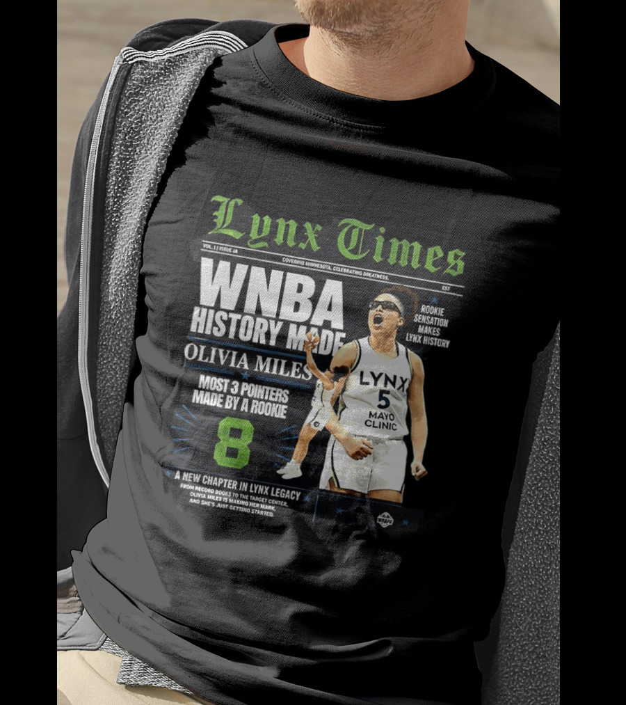 WNBA History Made Olivia Miles Lynx Times Most 3 Pointers By A Rookie T-Shirt