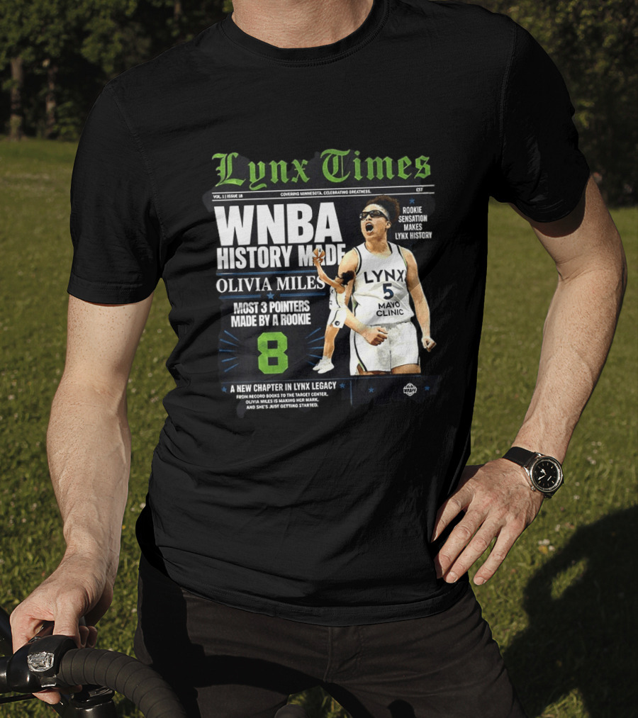 WNBA History Made Olivia Miles Lynx Times Most 3 Pointers By A Rookie T-Shirt
