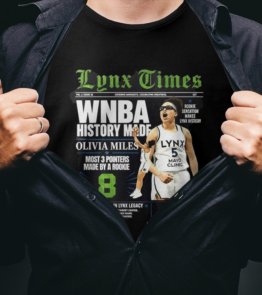 WNBA History Made Olivia Miles Lynx Times Most 3 Pointers By A Rookie T-Shirt
