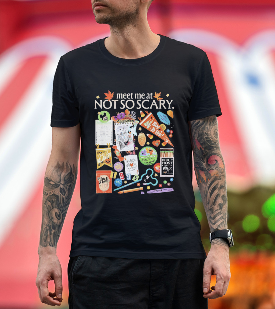 Meet Me At Not So Scary Boo To You Disney Halloween Trick Or Treating Black Flame Candle Halloween Party T-Shirt