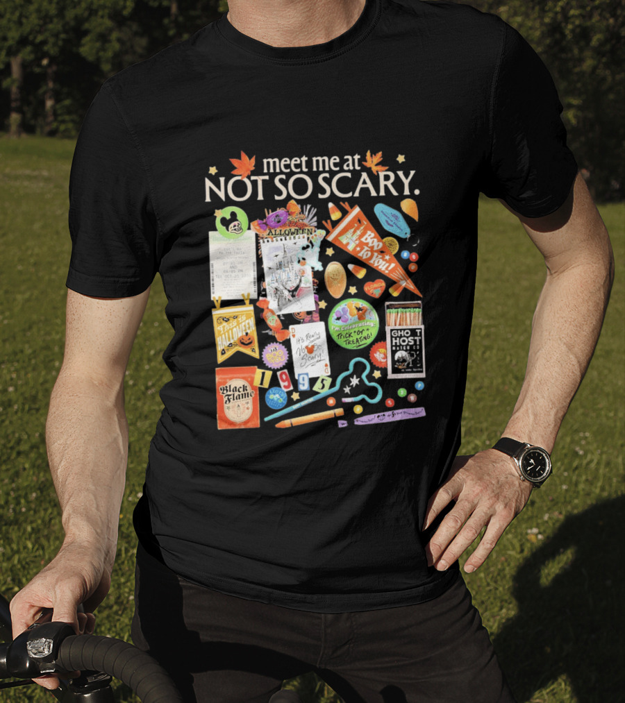 Meet Me At Not So Scary Boo To You Disney Halloween Trick Or Treating Black Flame Candle Halloween Party T-Shirt
