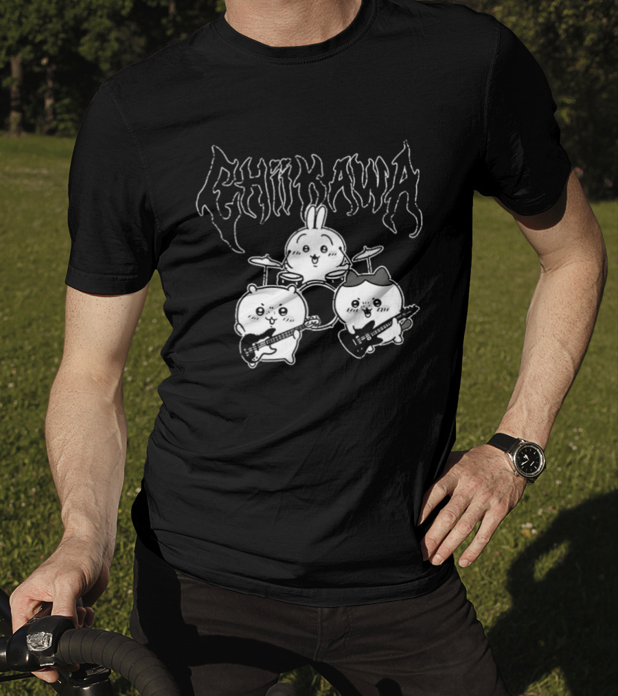 Chiikawa Kawaii Metal Band Characters With Instruments T-Shirt