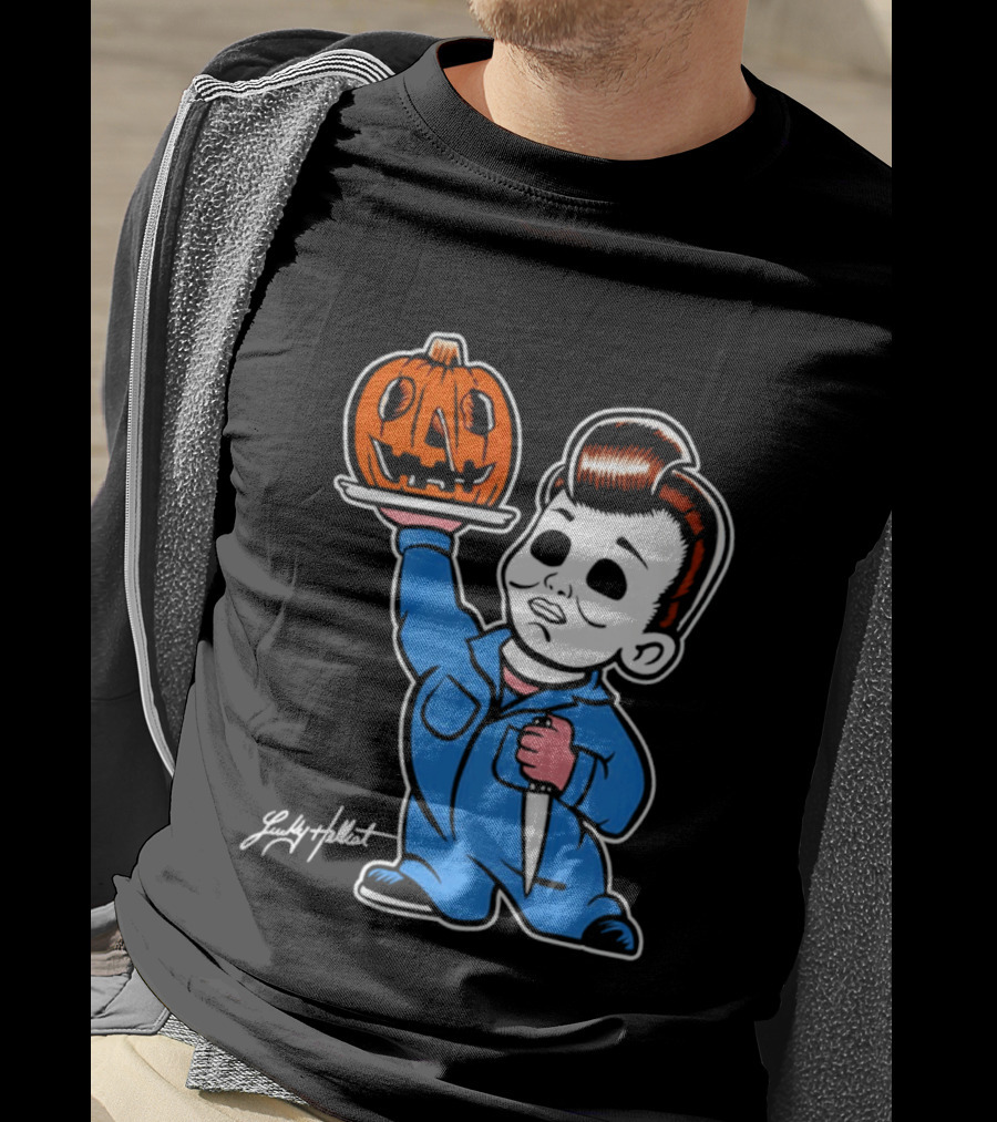 Michael Myers Big Boy Halloween Pumpkin Knife T-Shirt