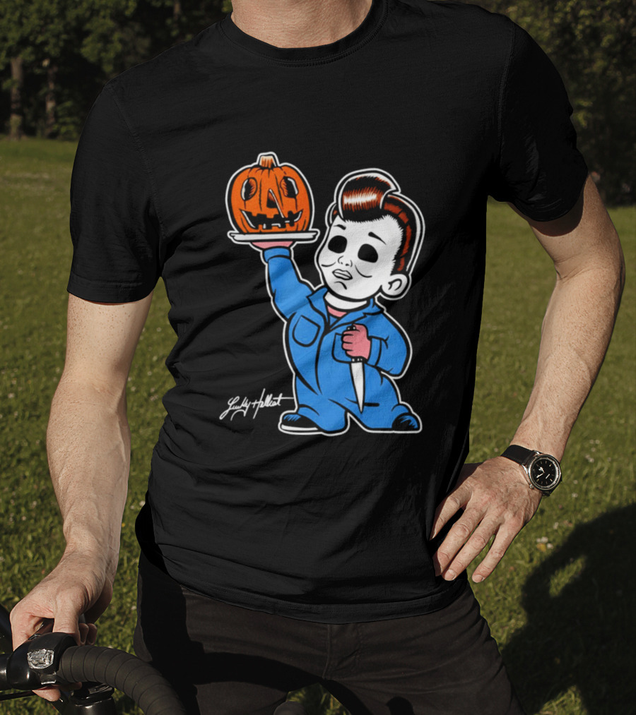 Michael Myers Big Boy Halloween Pumpkin Knife T-Shirt