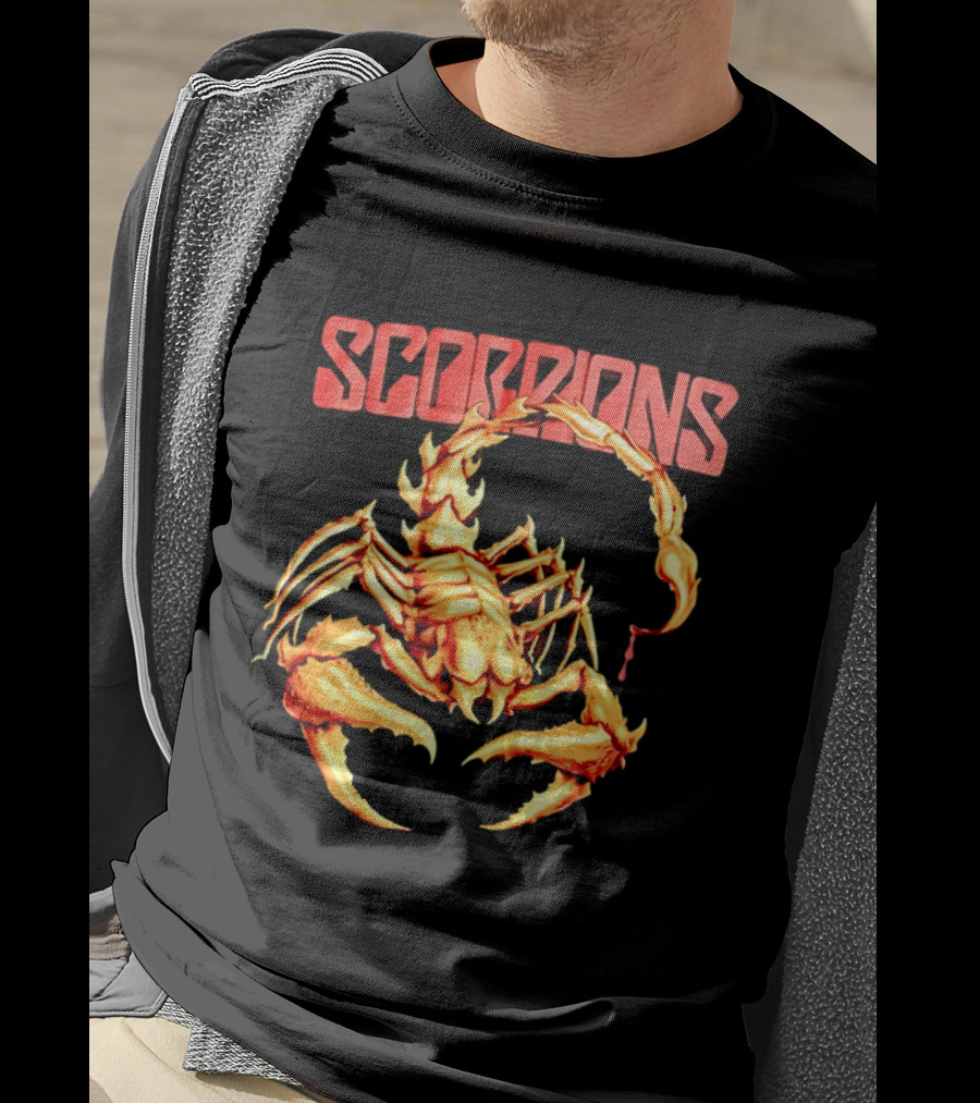Scorpions Golden Metallic Skeleton Dripping Blood T-Shirt