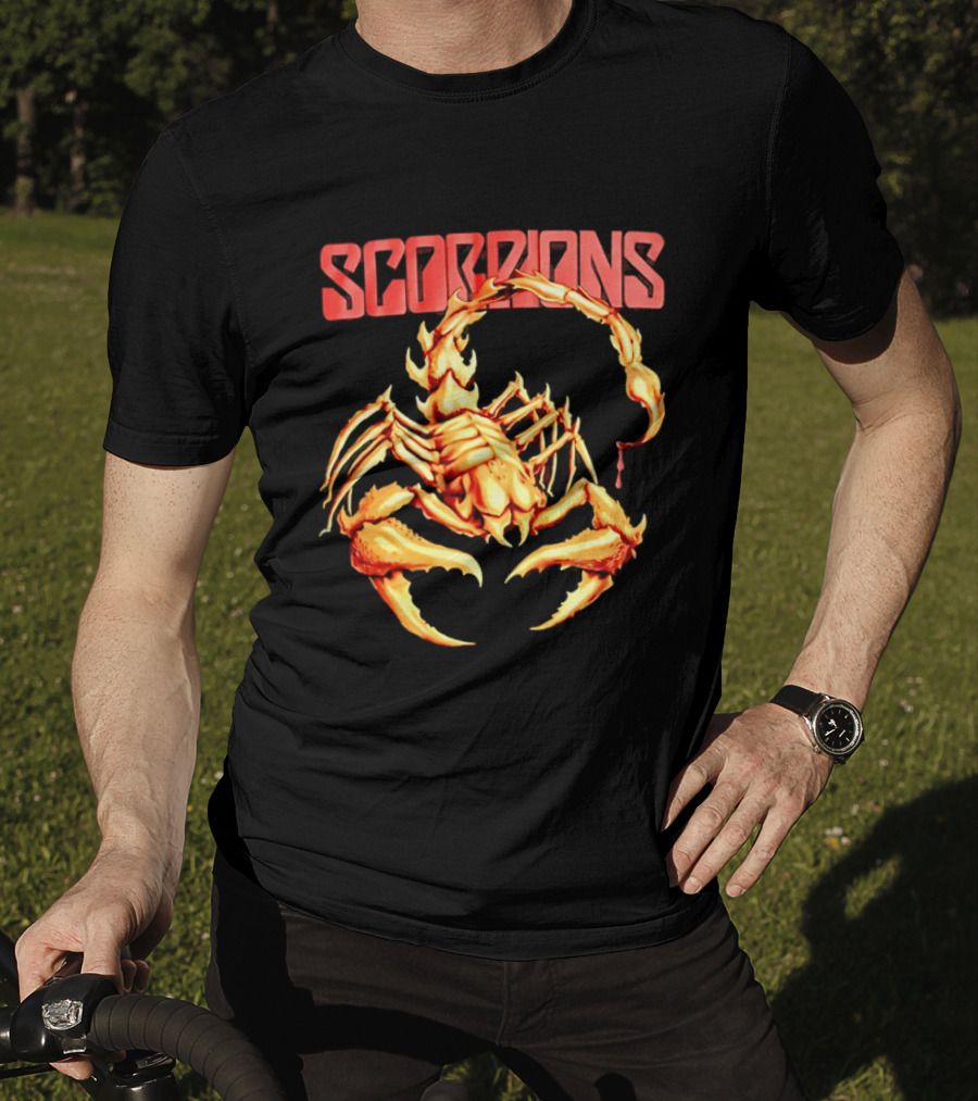 Scorpions Golden Metallic Skeleton Dripping Blood T-Shirt